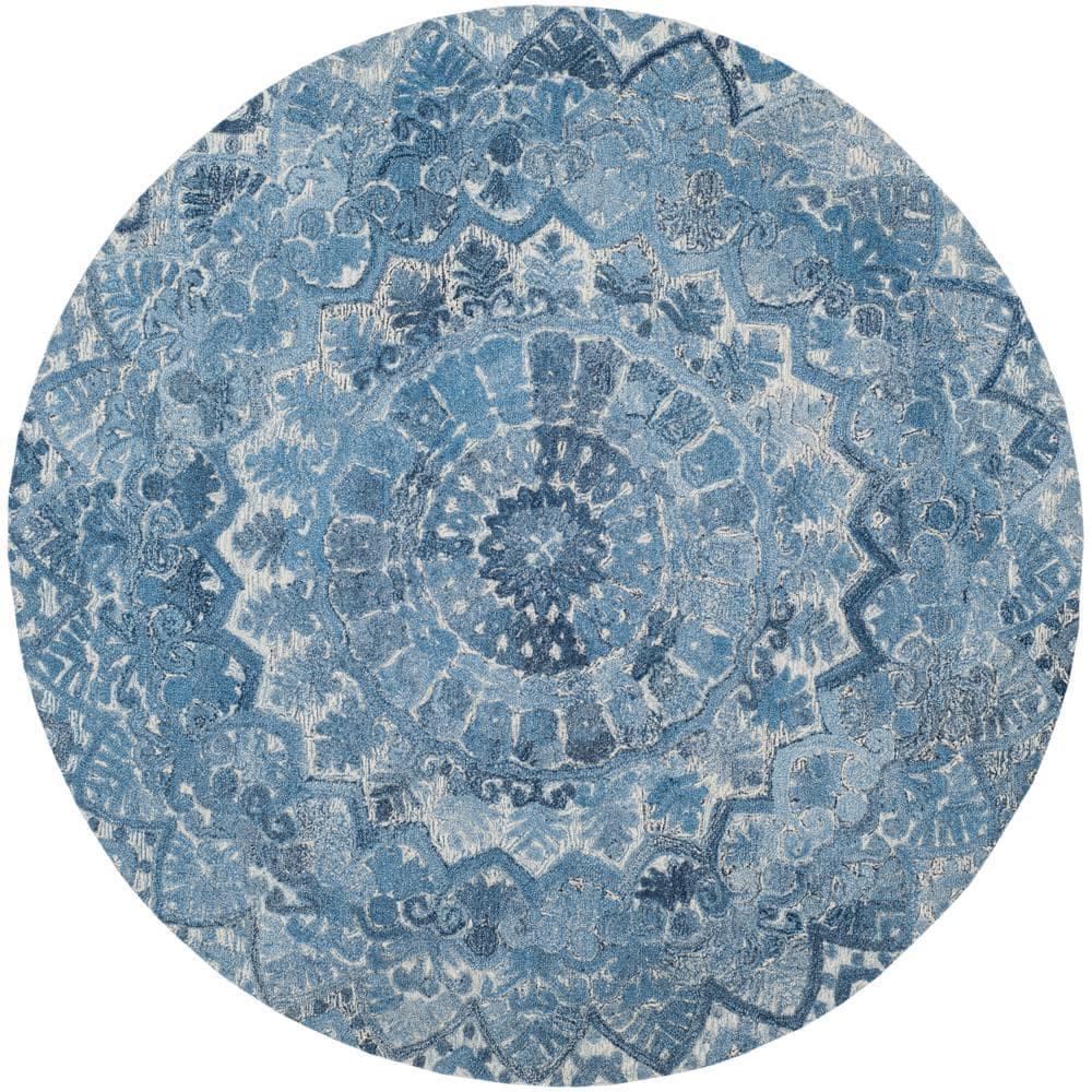 Marquee MRQ110 Hand Tufted Indoor Area Rug - Blue/Ivory - 6' Round - Safavieh
