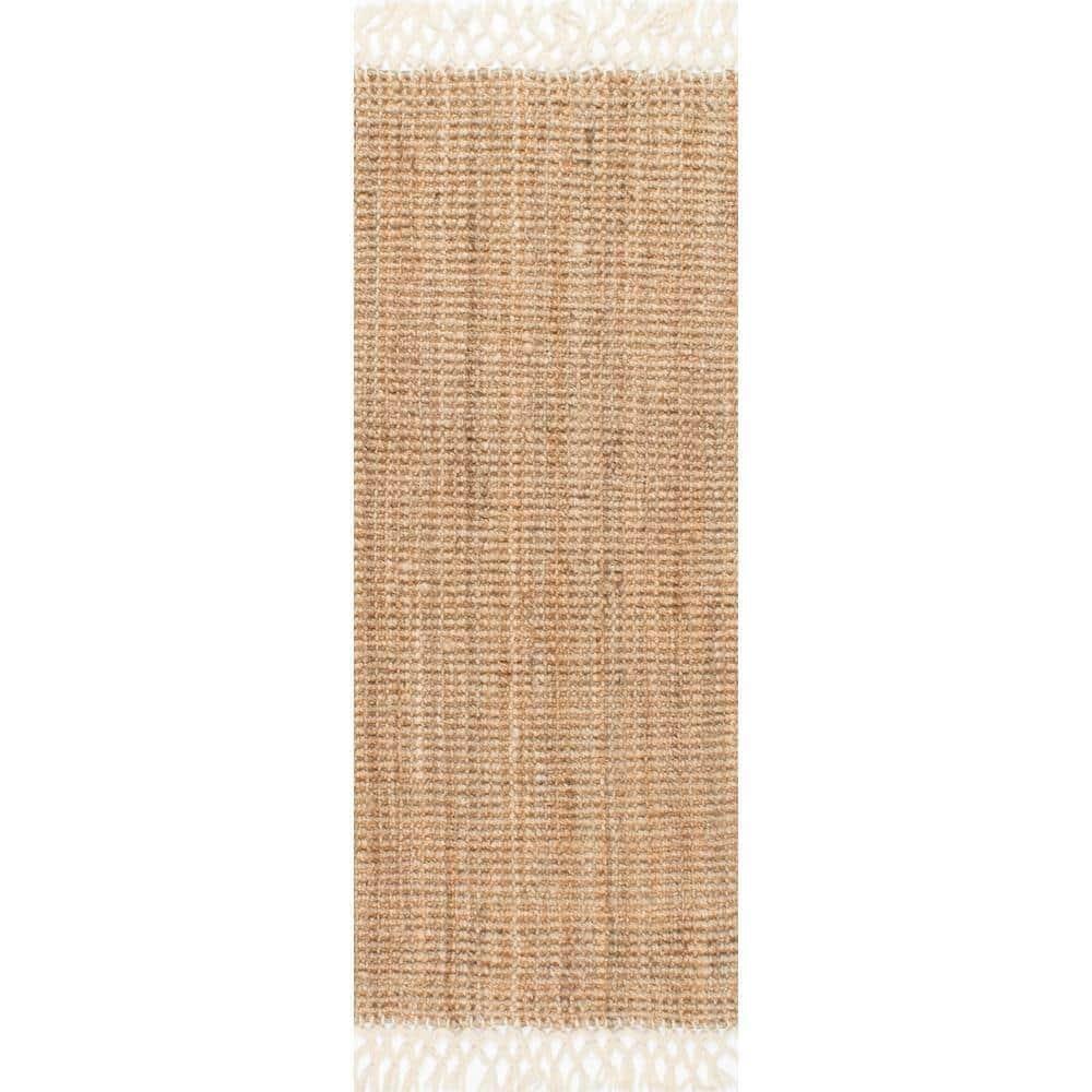 nuLOOM Raleigh Farmhouse Jute Tasseled Area Rug, Runner 2' 6" x 6', Natural