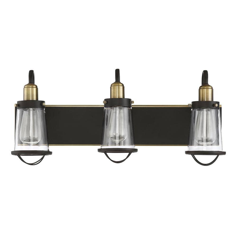 Savoy House Lansing 3 - Light Vanity in  English Bronze/Warm Brass
