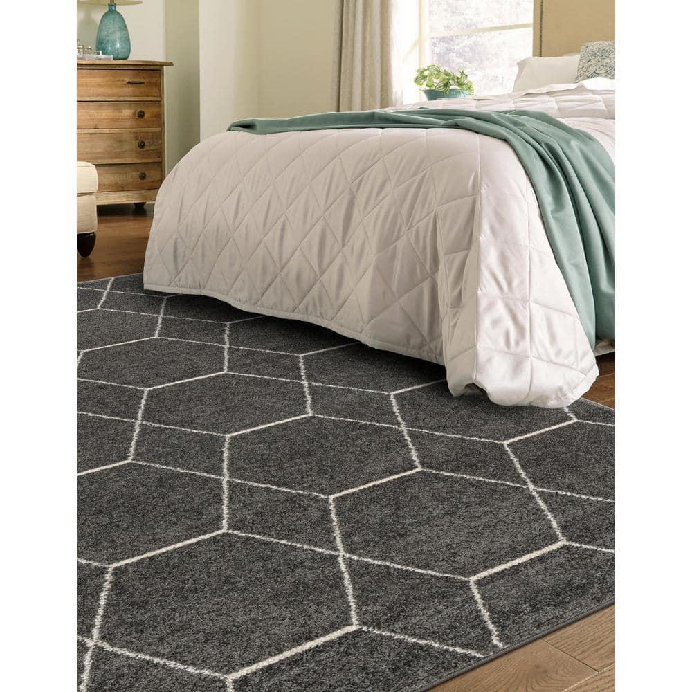 Unique Loom 9' 0 x 12' 0 Trellis Frieze Geometric Dark Gray Area Rug