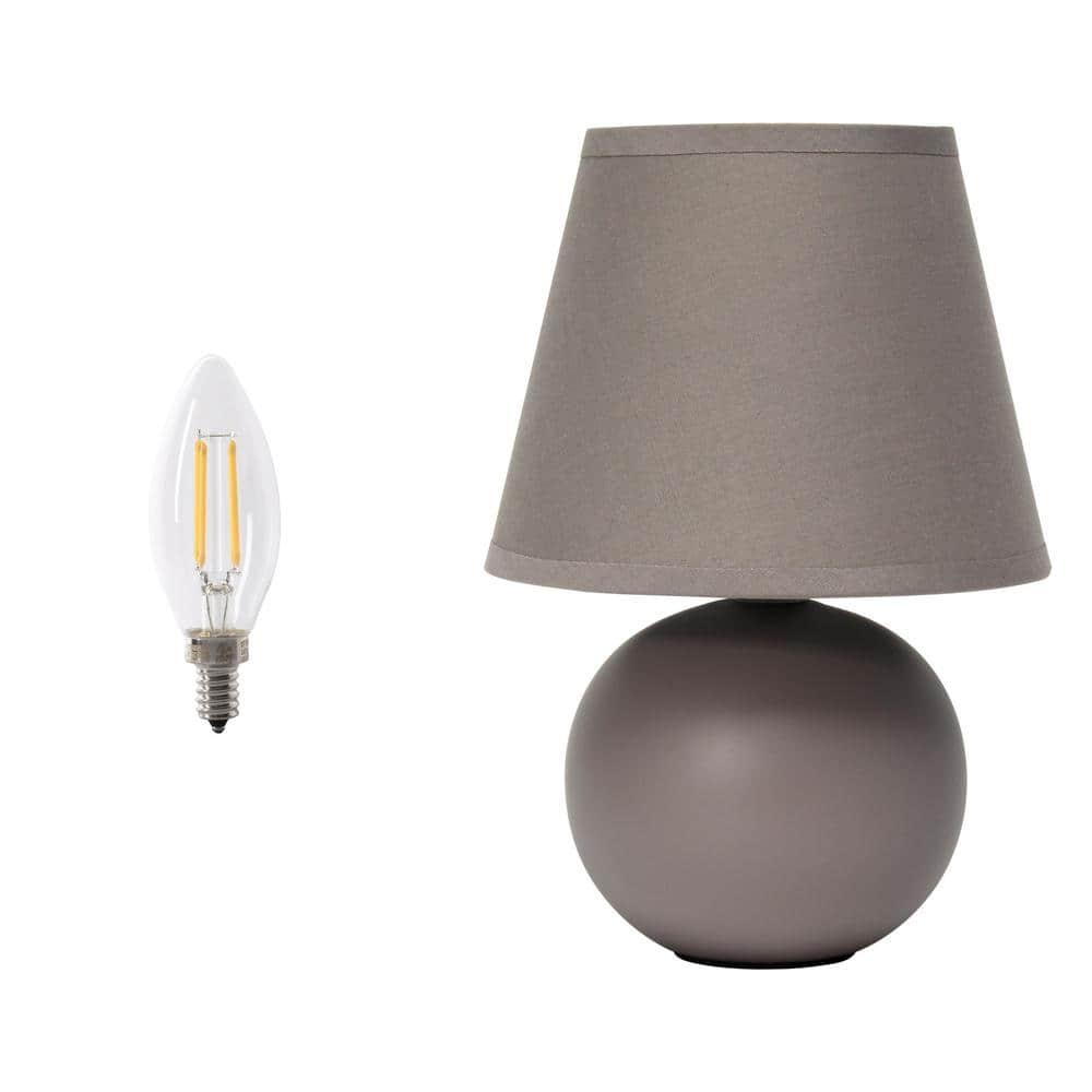 Simple Designs 8.66" Compact Ceramic Globe Table Lamp with Stylish Shade (Includes LED Light Bulb) Gray
