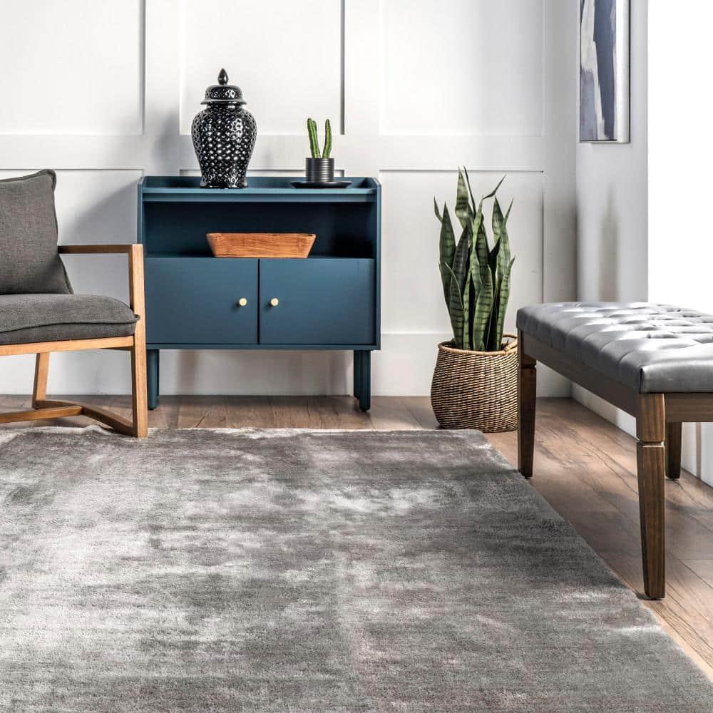 nuLOOM 2' x 3' Cozy Plush SuperiorWash Area Rug, Machine Washable, Non-Slip, Soft Fluffy Shag Carpet for Living Room Bedroom Nursery, Loni Dark Grey