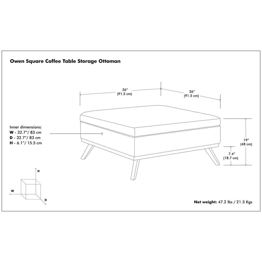 Simpli Home Owen Upholstered Ottoman