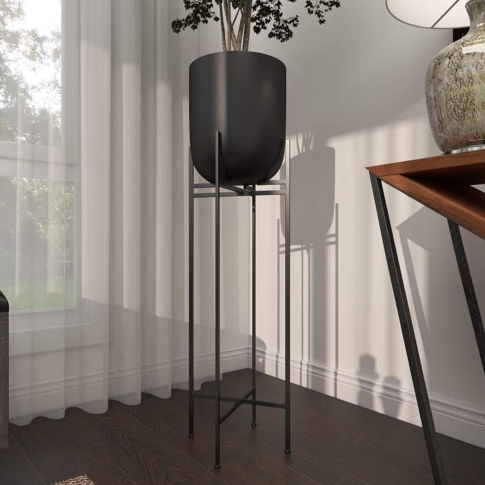 Olivia & May Modern With Stand Iron Planter Pots Black