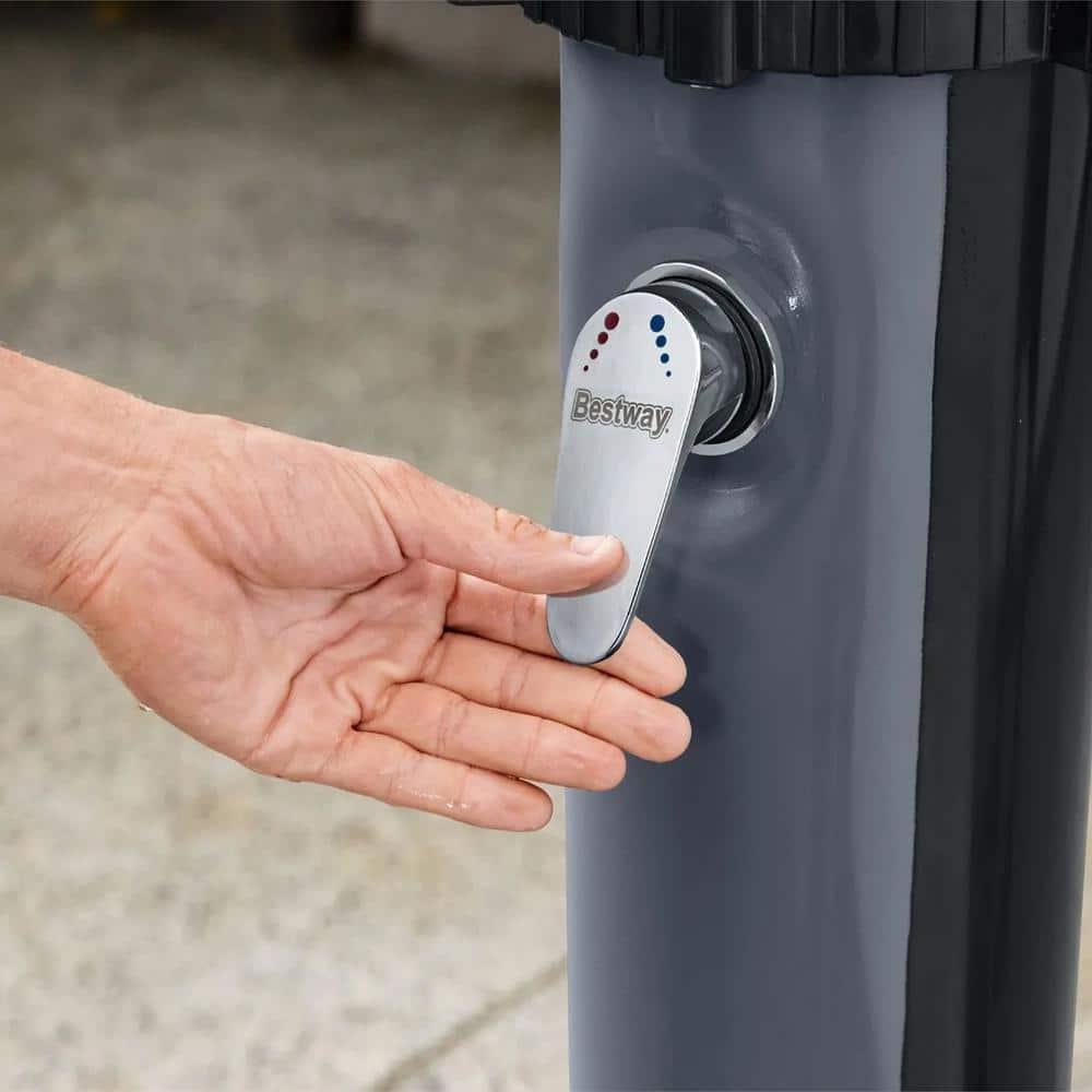 Bestway SolarFlow 9.2 Gallon Water Capacity Solar Heat Outdoor Shower with Adjustable Shower Head, Multiple Spray Settings and Quick Connector, Black