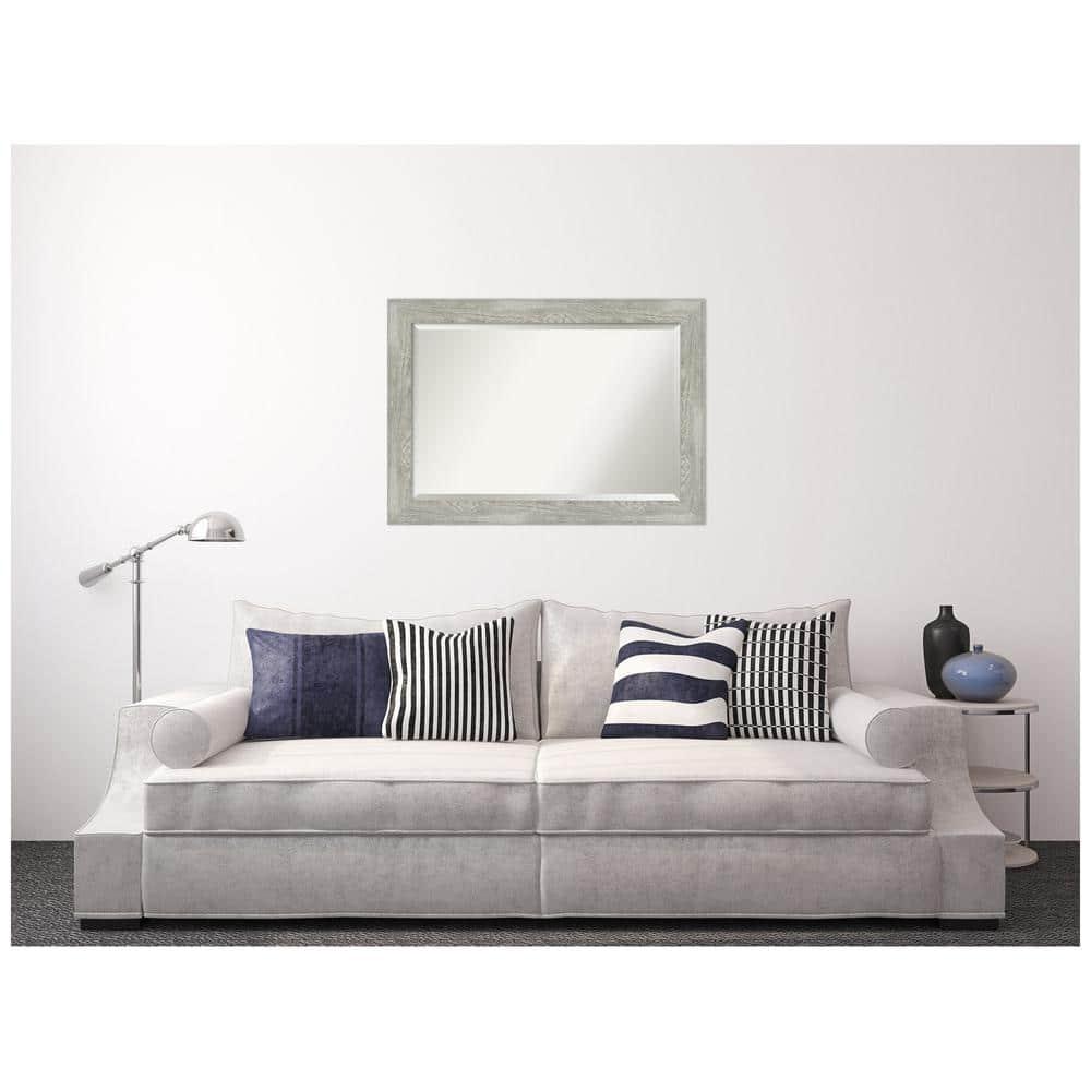 Amanti Art Beveled Bathroom Wall Mirror - Dove Greywash Frame Outer Size: 42 x 30 in