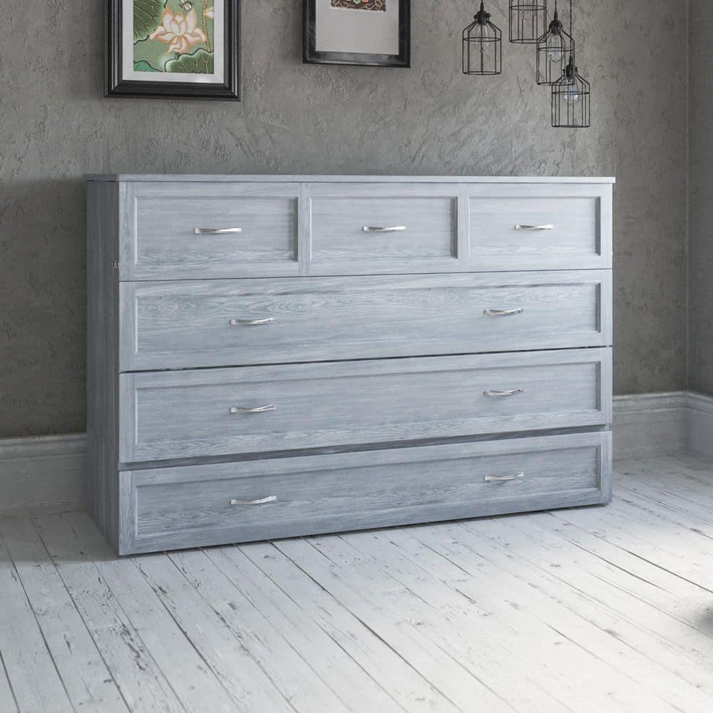 Deerfield Murphy Bed Chest Queen Driftwood with Charging Station