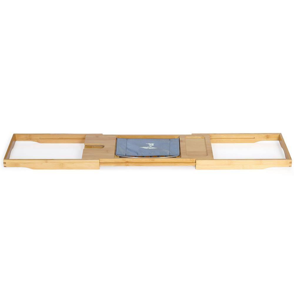 ToiletTree Products Bamboo Bathtub Caddy with Extending Sides and Adjustable Book Holder