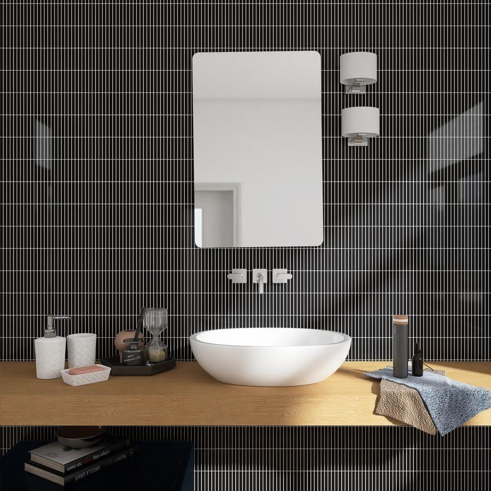 Monogram Stacked 11.19 In. X 11.9 In. Glossy Porcelain Mosaic Floor And Wall Tile (0.92 Sq. Ft. / Each)