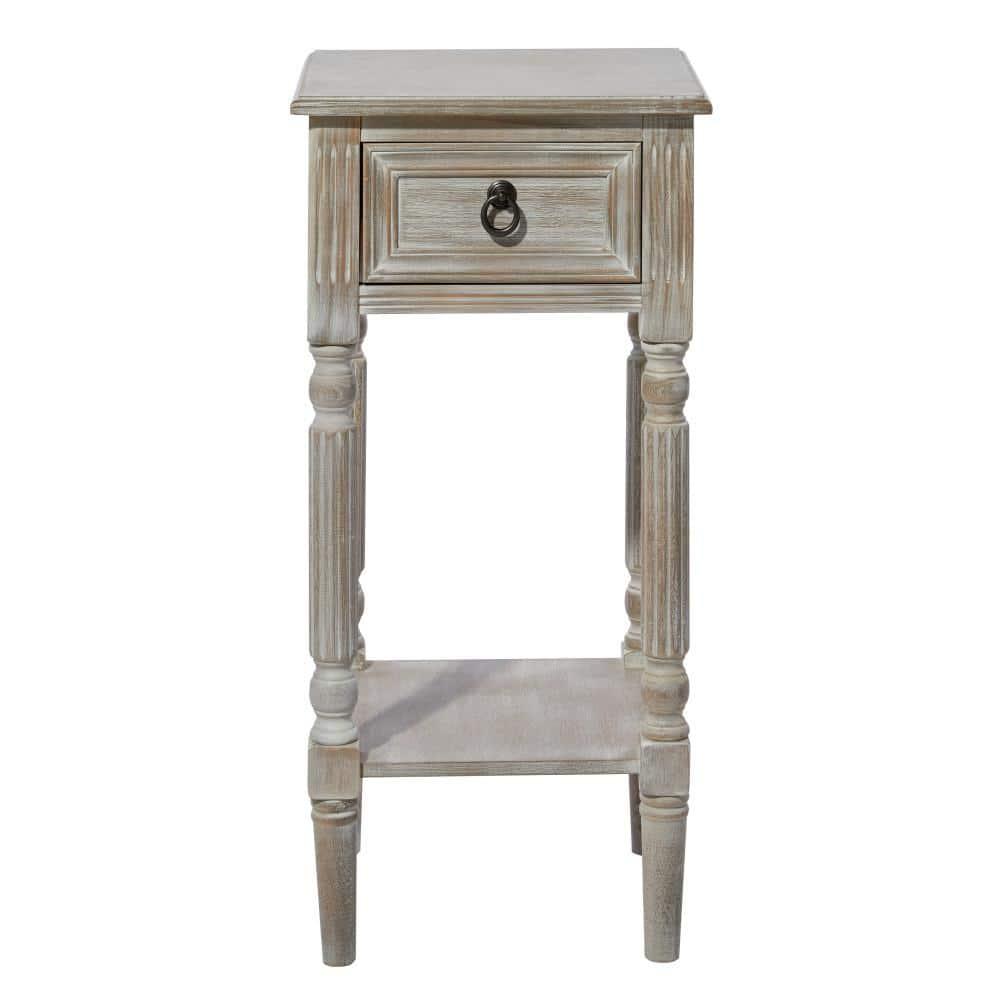 Rustic Country Wood Accent Table - Olivia & May: French Style, Tall End Table for Living Room with Drawer