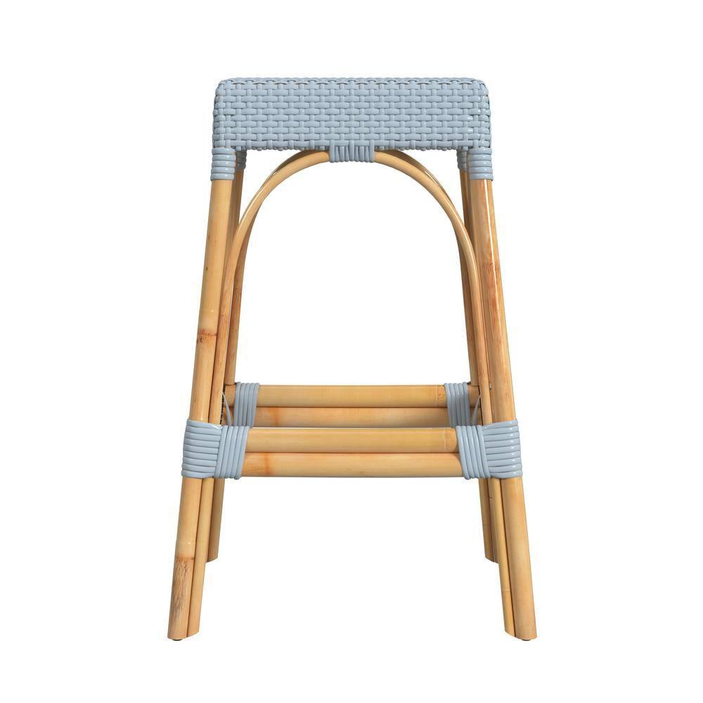 Butler Specialty Company Robias Rectangular Rattan 30" Bar Stool - Baby Blue