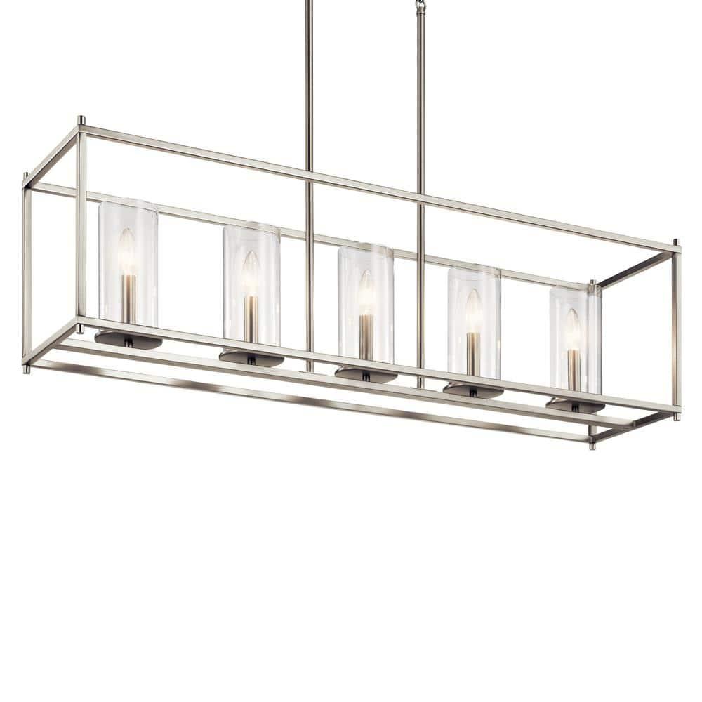 Crosby 13.75" 5 Light Linear Chandelier with Clear Glass Chrome