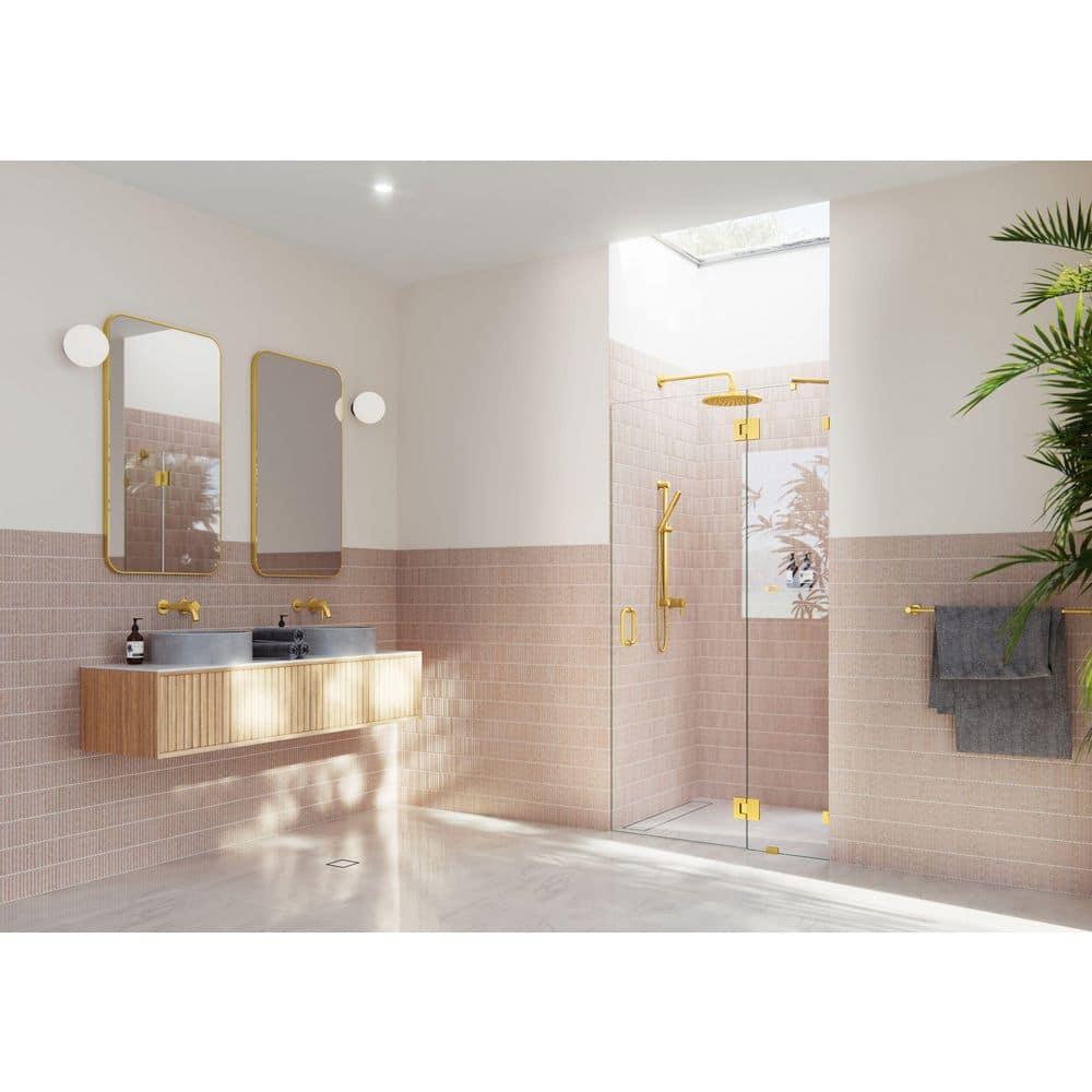 Glass Warehouse Halo 41 in. x 78 in. Frameless Glass Hinge Shower Door GW-GH-41-SB