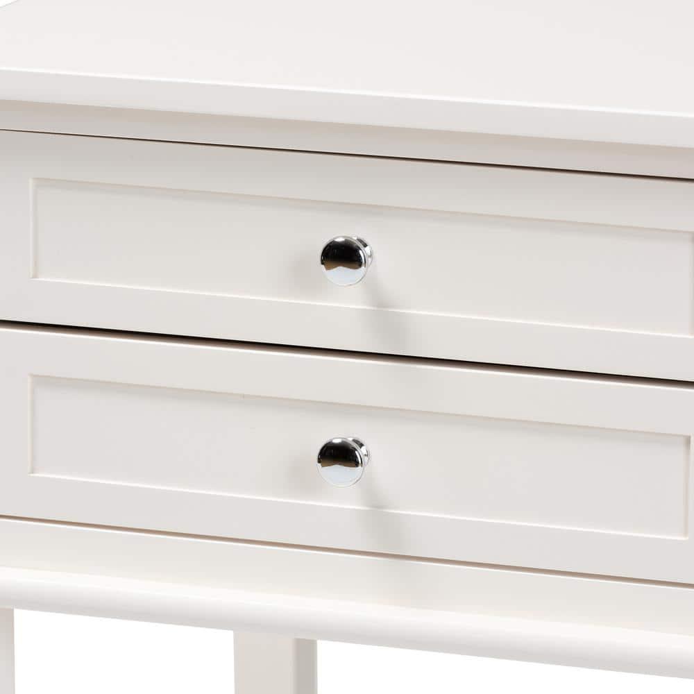 Baxton Studio Willow Modern Transitional White Finished 2-Drawer Wood End Table