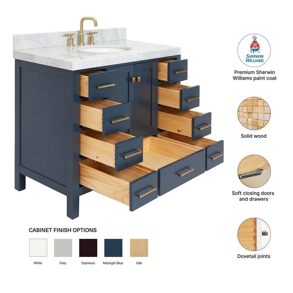 Cambridge 42'' Single Bathroom Vanity with Carrara Marble Top