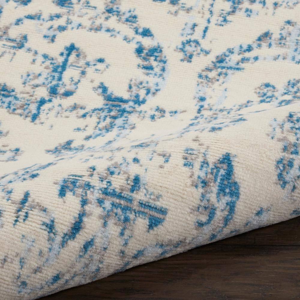 Nourison Jubilant 2' x 4' Ivory/Blue Area Rug Farmhouse Vintage Damask by Nourison