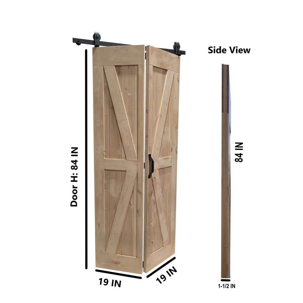 Lubann Paneled Solid Alder Wood Bifold Biparting Barn Door Slab