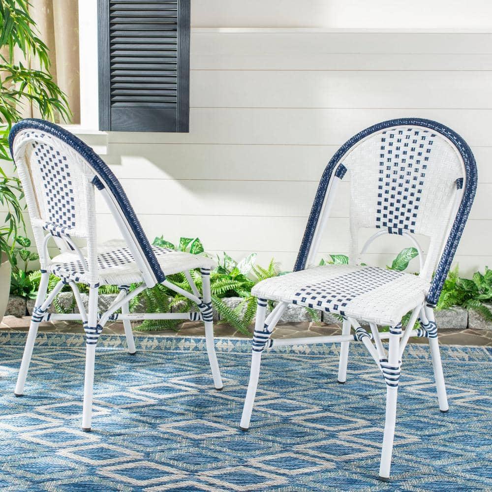 Zoya Chair (Set Of 2) - Indoor/Outdoor - PAT4037 - Blue/White - Safavieh