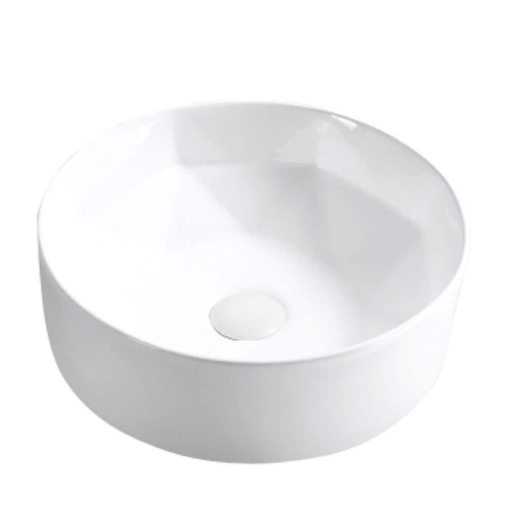 Karran VC-421-WH Karran Valera 16 In. Vitreous China Round Vessel Bathroom Sink