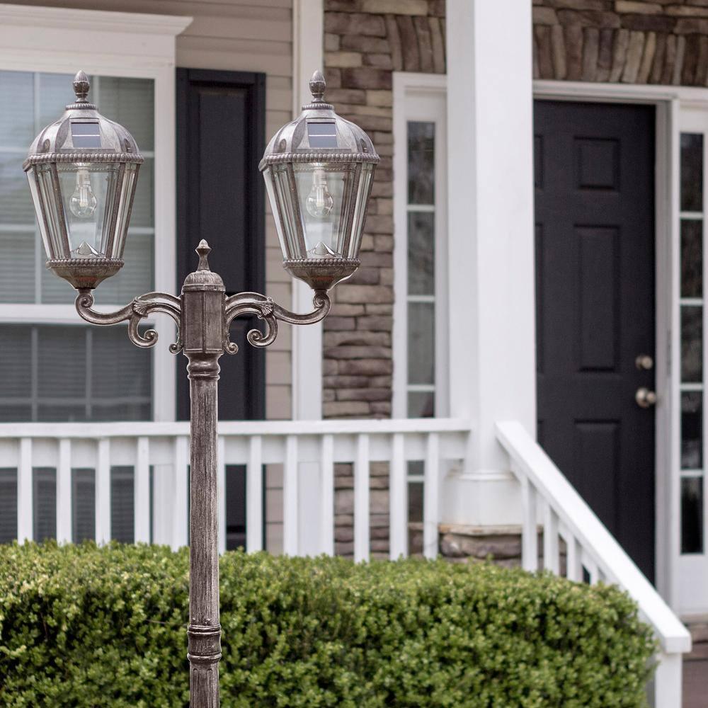 Gama Sonic Royal Brown 2-Light 89" H 300 Lumen Solar Powered Lamp Post (Full)
