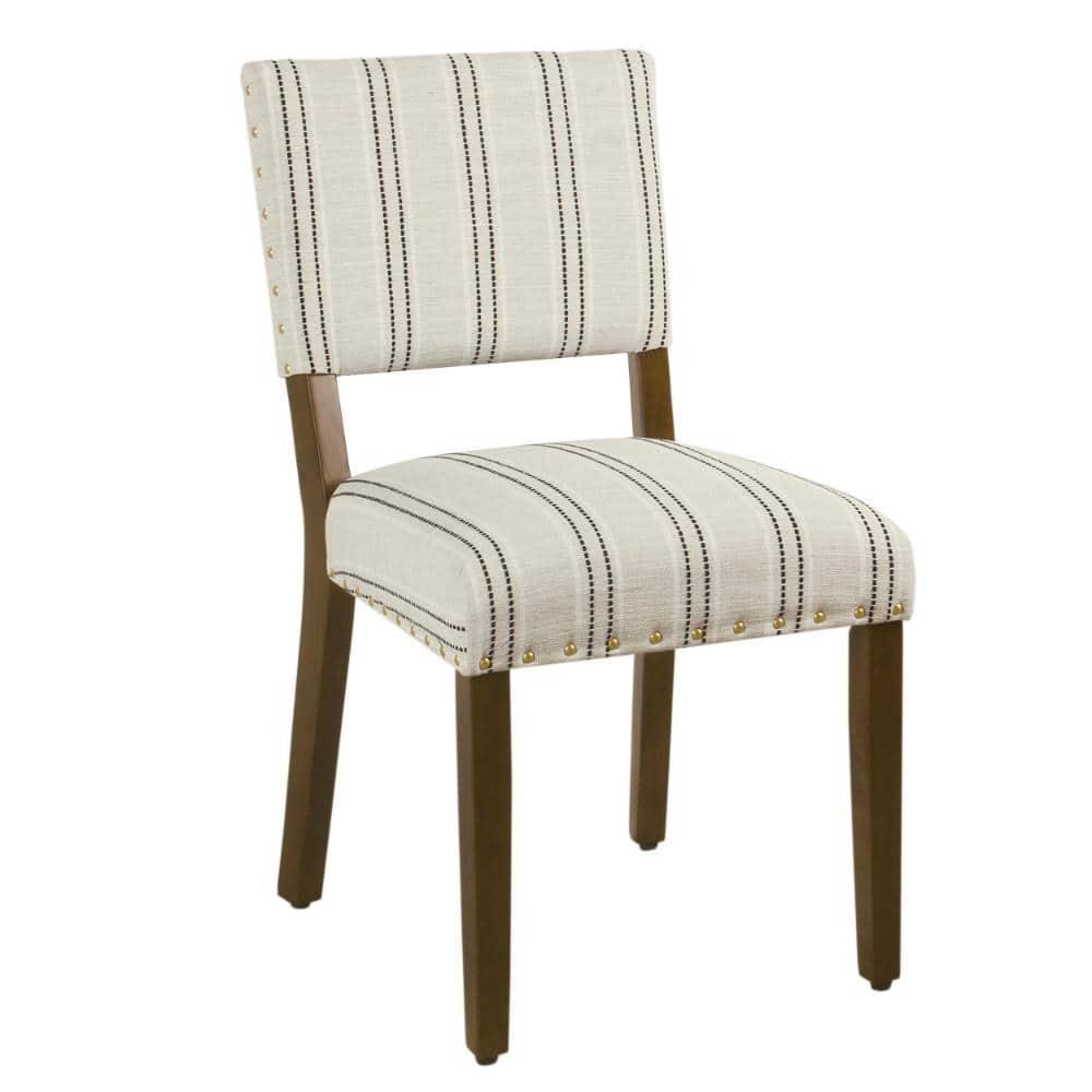 Set of 2 Stripe Dining Chairs Black/White - HomePop: Nailhead Trim, Rubberwood Legs, Polyester Upholstery
