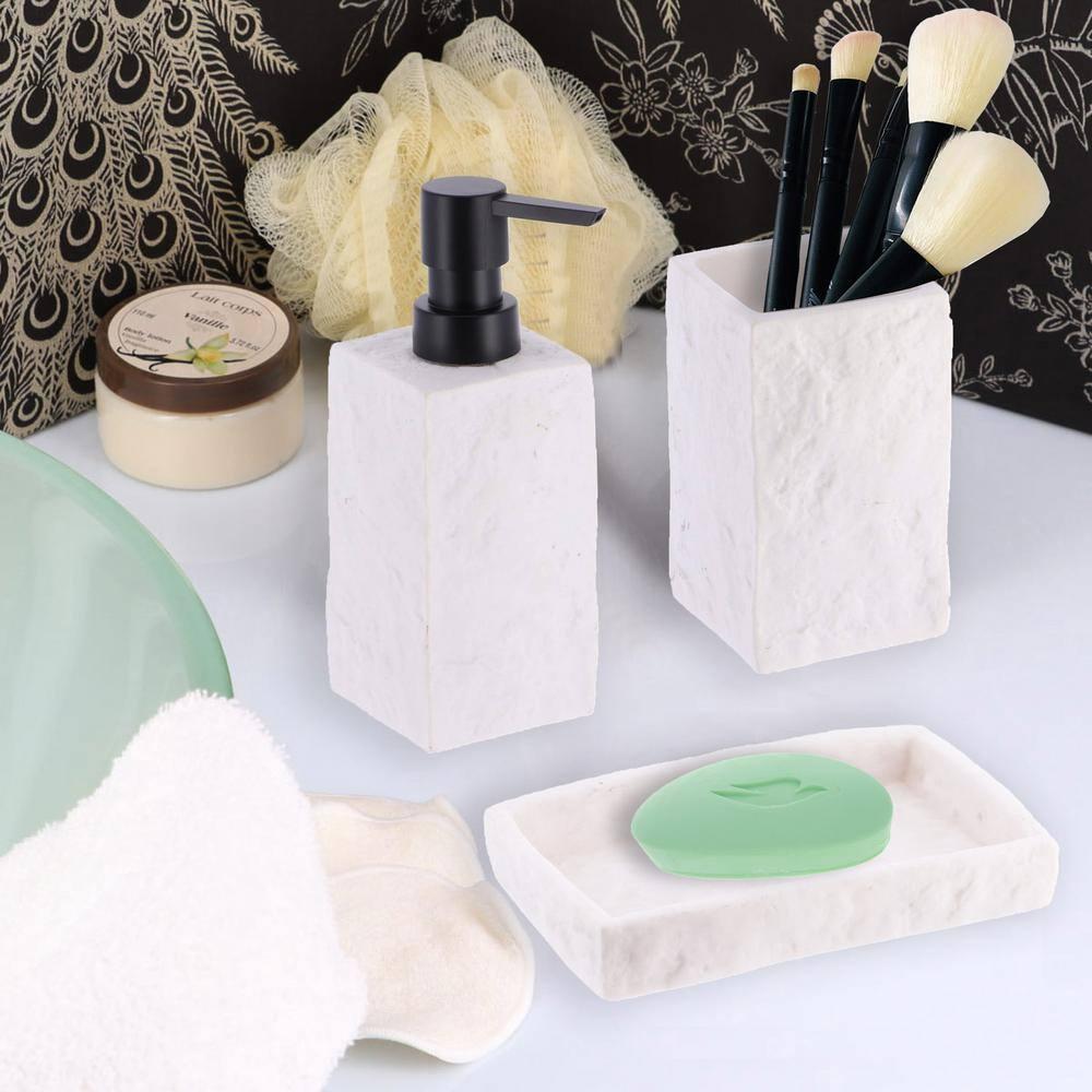 Evideco Square Resin Stone Effect Bath Tumbler Cup Toothbrush Holder
