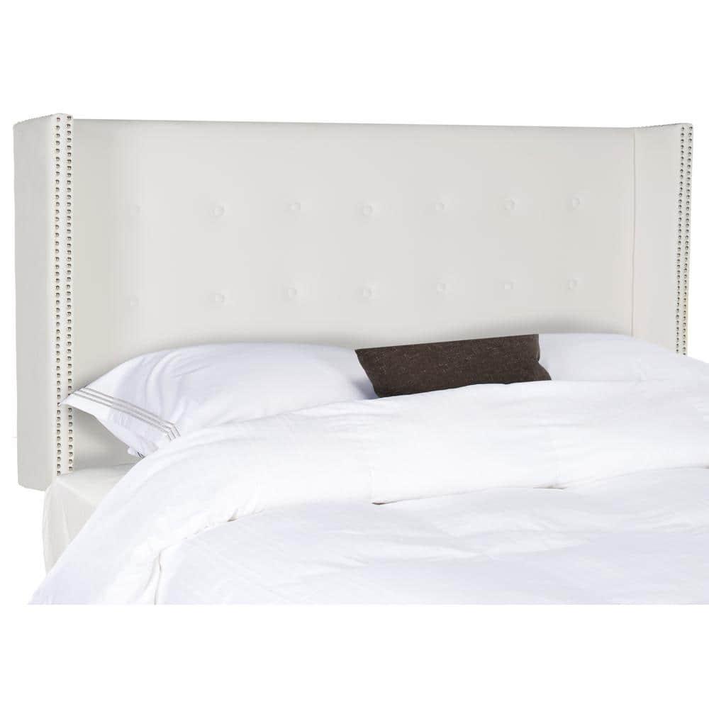 SAFAVIEH Keegan Winged Tufted Wood Headboard with Nail Heads, Queen, White