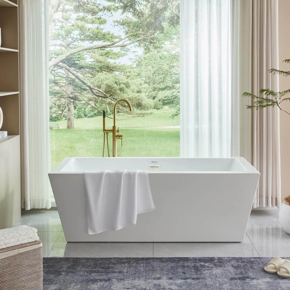 Elena 59" x 30" Freestanding Soaking Acrylic Bathtub