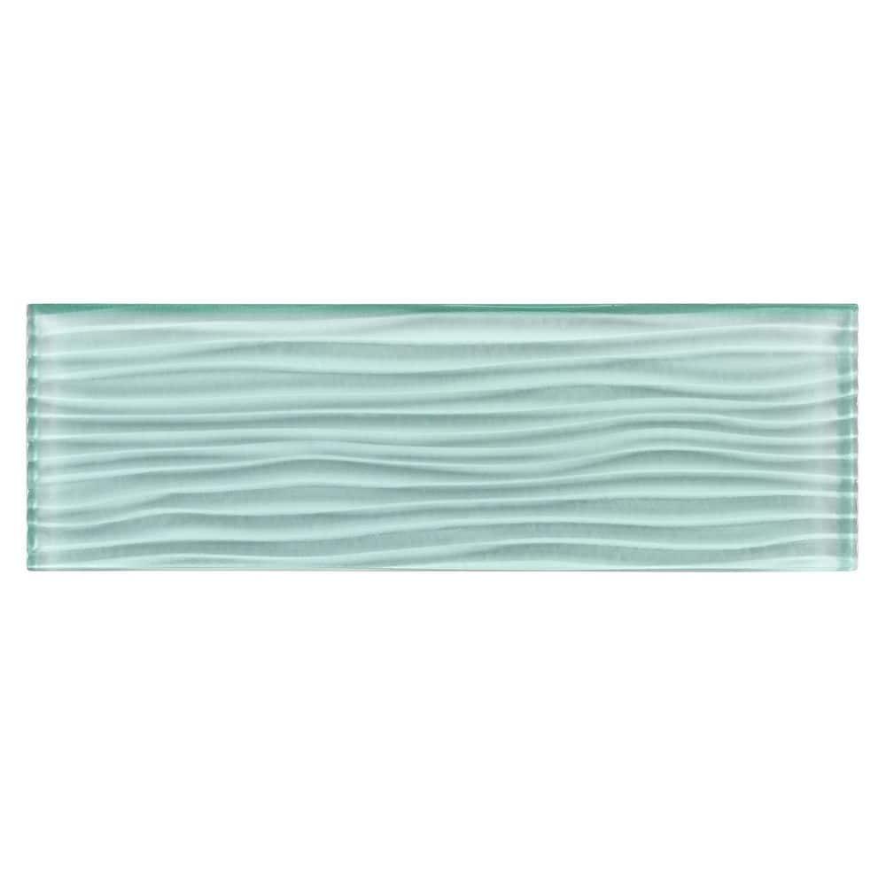 Enchant-Parade Florette Green 4-in. x 12-in. Subway Textured Polished Glass Wall & Floor Tile