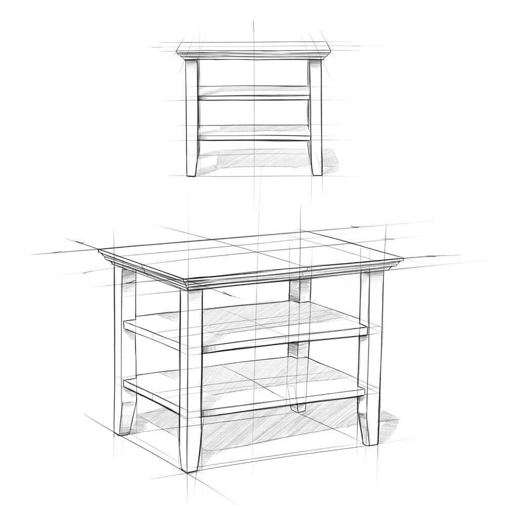 Simpli Home Acadian Wood 14" Rectangle Transitional Narrow Side Table in Black