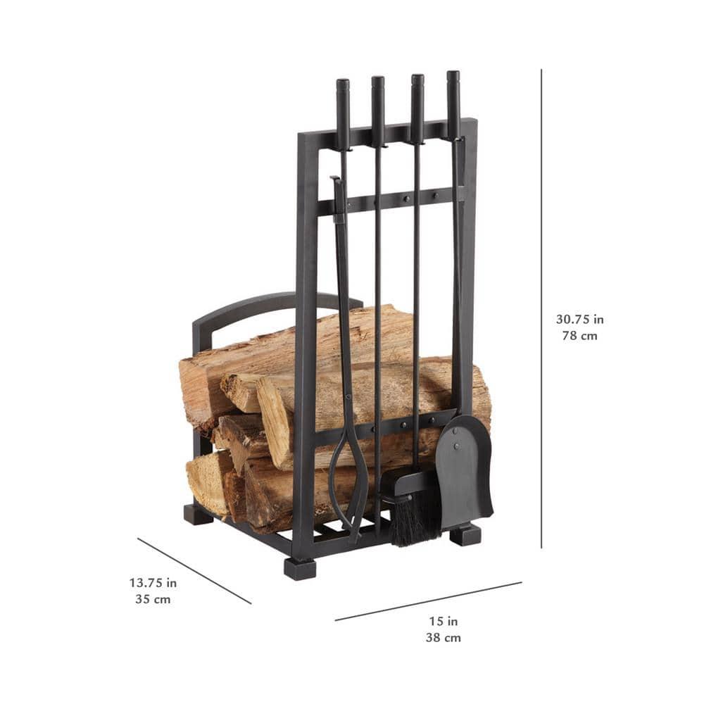 Pleasant Hearth FA338LT Harper Steel Log Rack with Tools