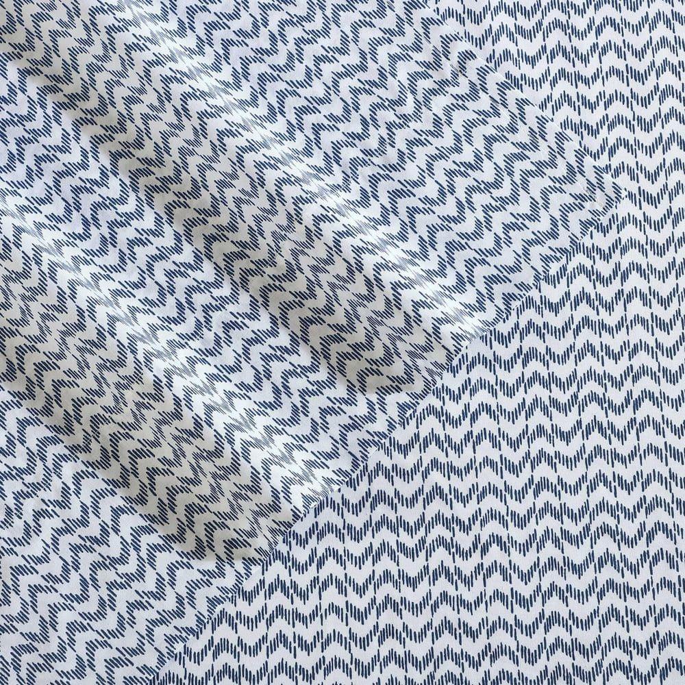 King Blue Cotton Percale Deep Pocket Sheet Set