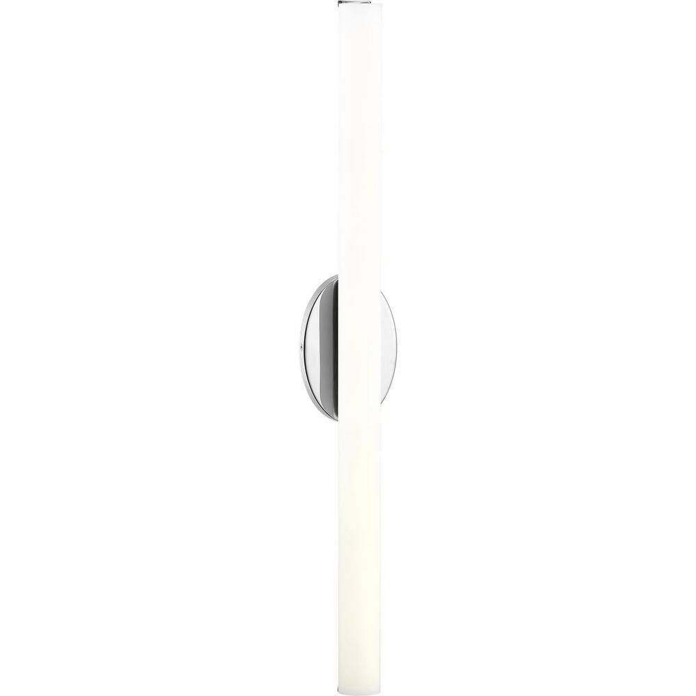 Progress Lighting Parallel 1-Light LED Bath Vanity Fixture, Steel, Polished Chrome, Opal Glass Shade