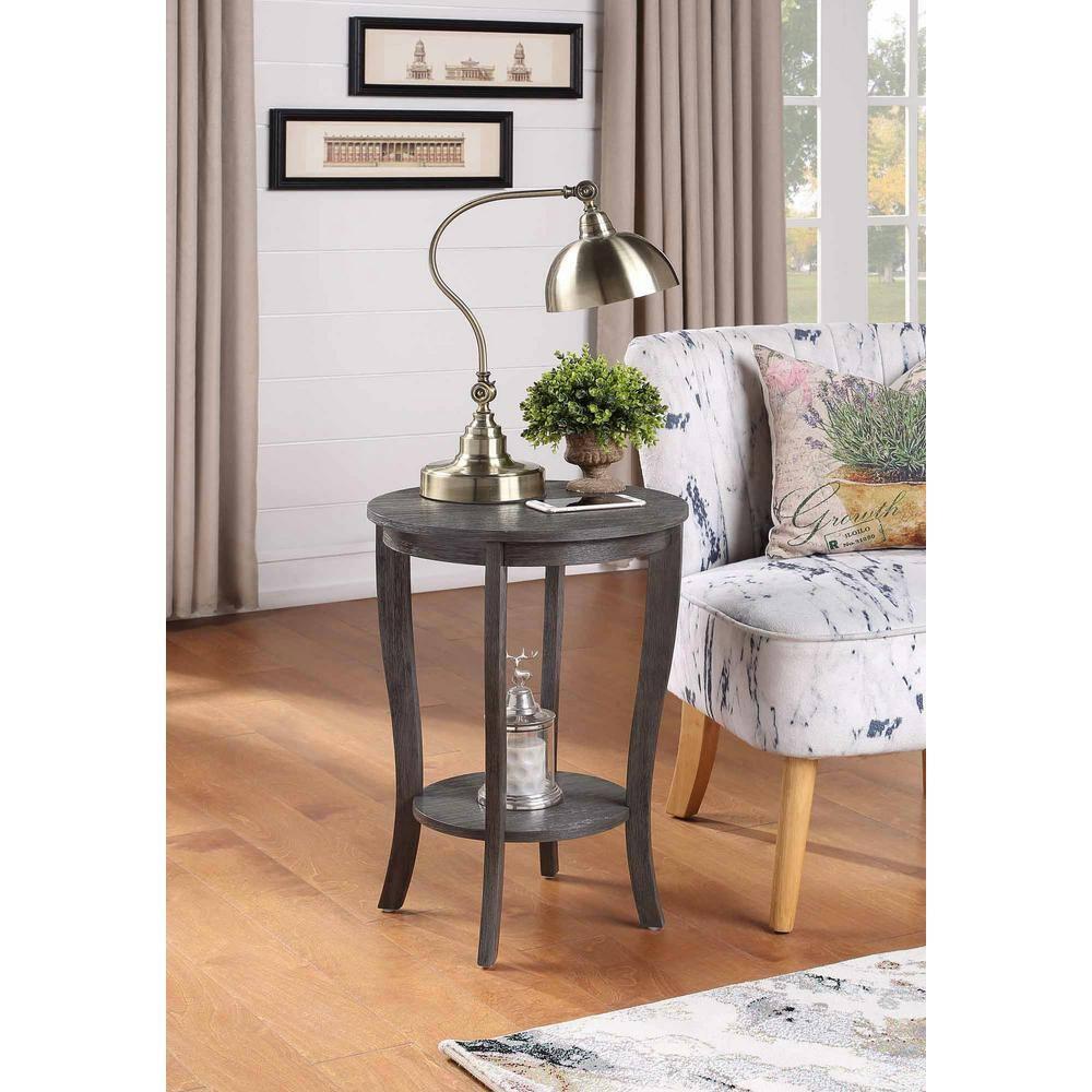 American Heritage Round End Table Dark Gray Wirebrush