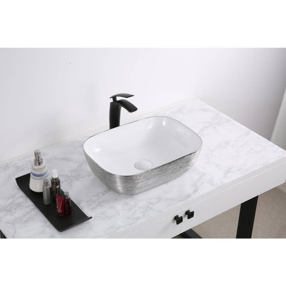 Ruvati 20 x 16 inch Bathroom Vessel Sink Gold Decorative Art Above Vanity Counter White Ceramic