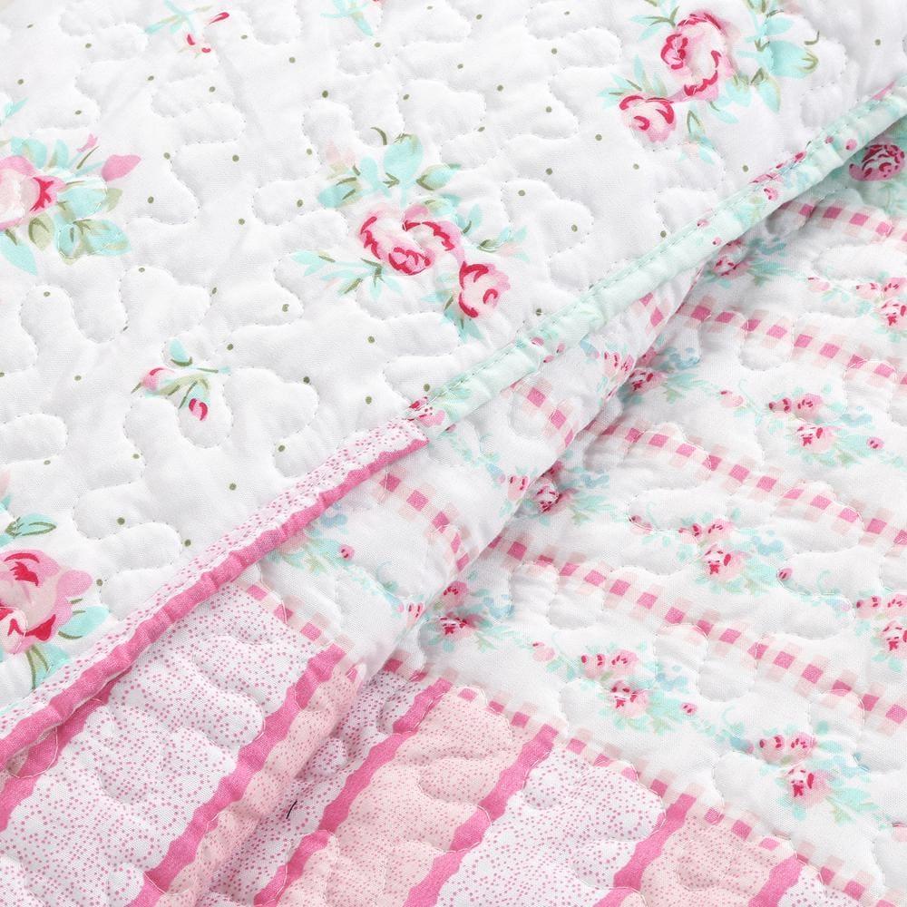 Cozy Line Home Fashions Azalea Floral Chintz PaisleyMicrofiber Reversible Quilt Bedding Set Coverlet, Bedspread, Pink Rose, 3-Piece King Set