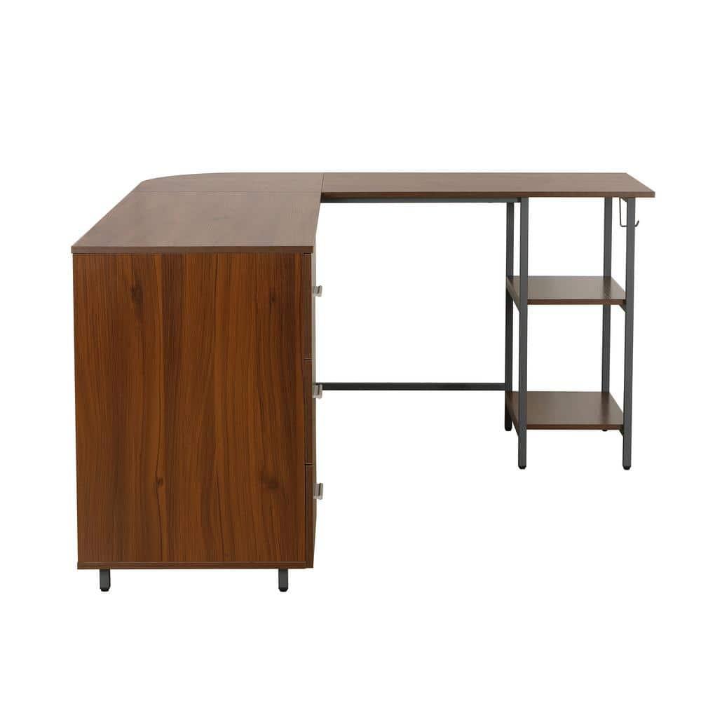 17 Stories Techni Mobili L-Shape Home Office Two-Tone Desk With Storage