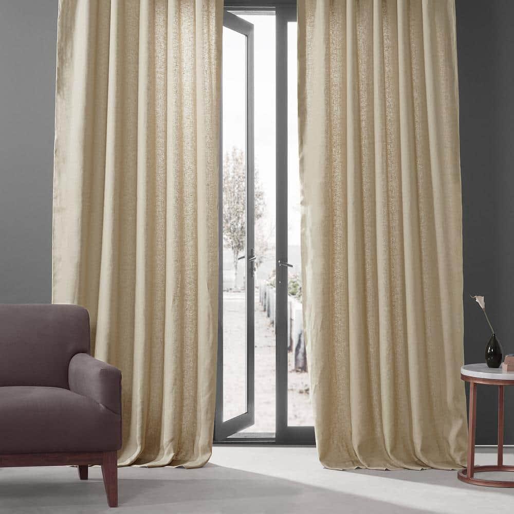 HPD HALF PRICE DRAPES French Linen Curtains 120 Inches Long Room Darkening Curtains for Bedroom & Living Room 50 X 120, (1 Panel), Walnut Beige