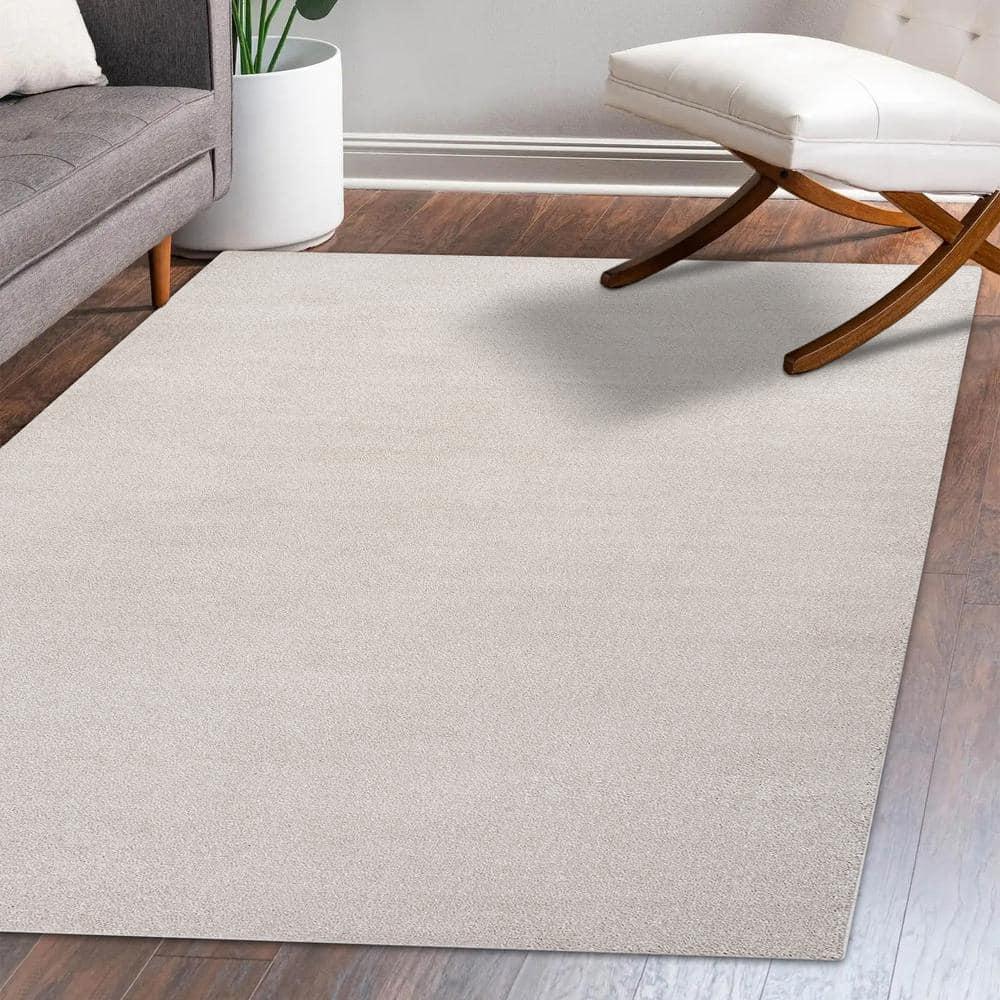 10' X 14' Rectangle Haze Solid Low-Pile Area Rug , Ivory - JONATHAN Y