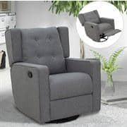 HOMCOM Wingback Recliner Chair Manual Rocking Sofa 360° Swivel Glider with Button Tufted, Padded Seat, Home Theater Seating for Living Room, Gray