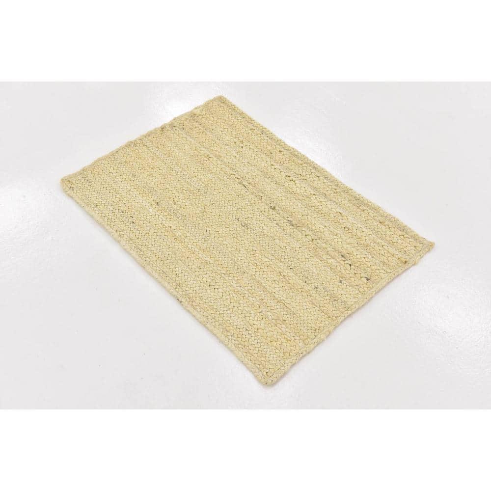 Unique Loom 2'x3' Braided Jute Dhaka White Indoor Area Rug