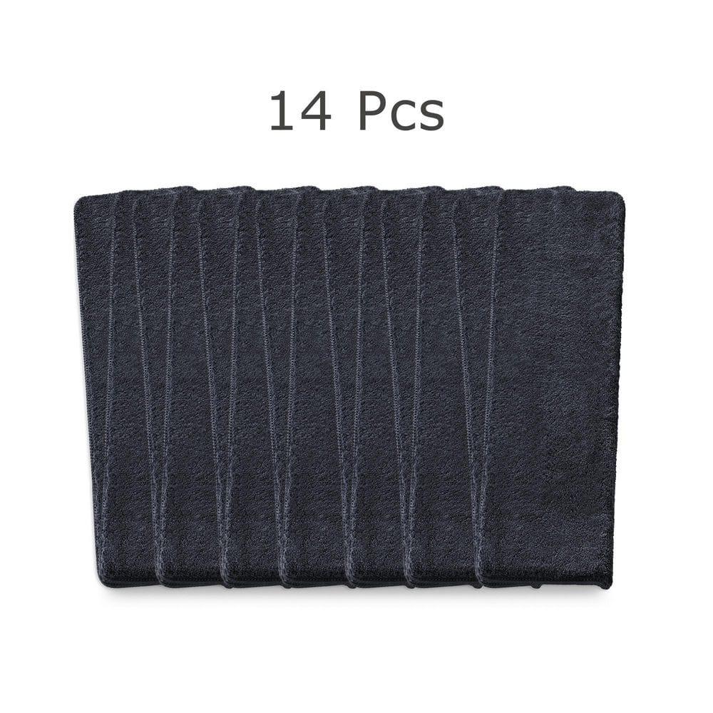 PURE ERA Non-Slip Ultra Plush Soft Bullnose Carpet Stair Treads Set of 14 Tape Free Washable Self Adhesive Dark Grey 9.5" x 30"x1.2"