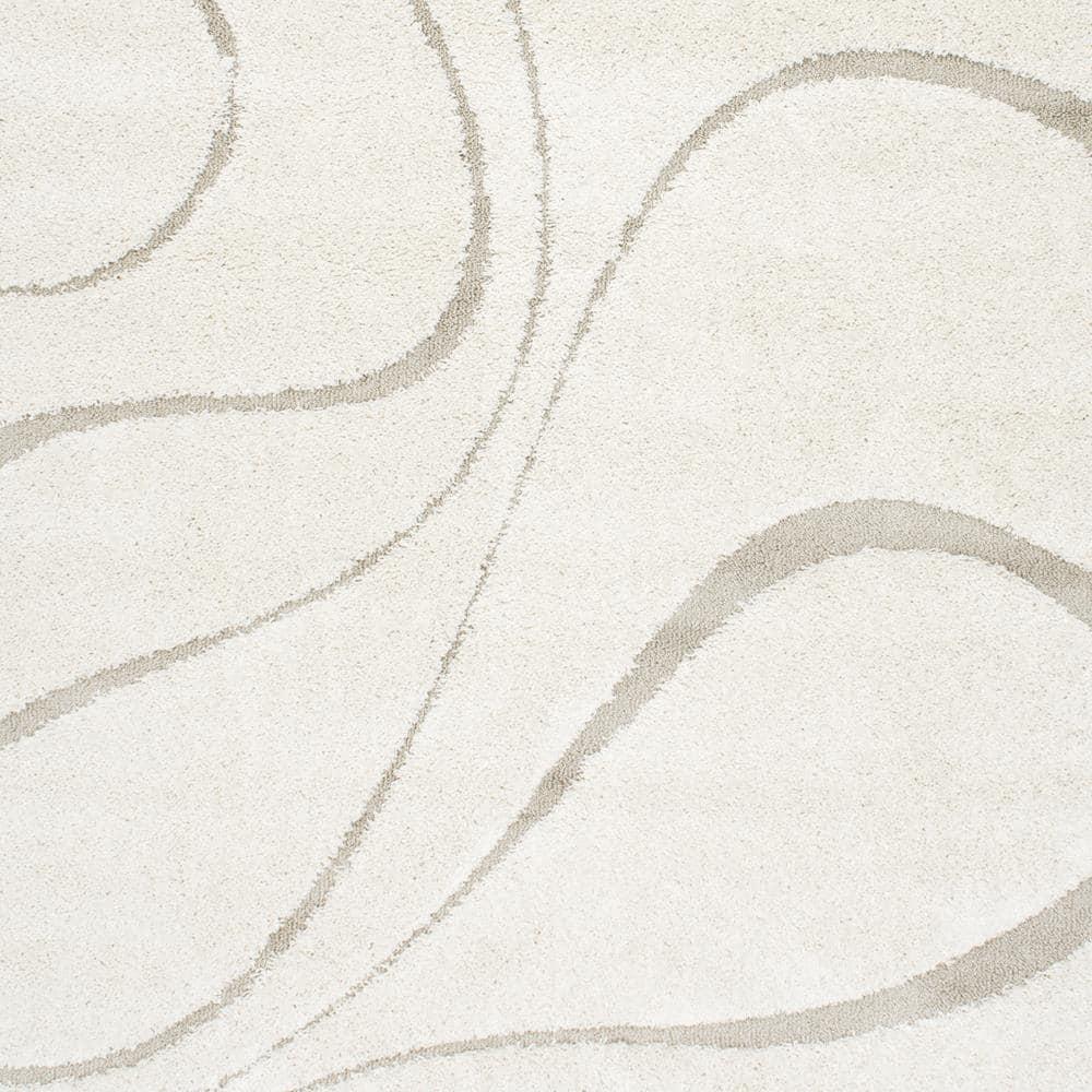Nuloom Carolyn Abstract 8 Square Shag Indoor Area Rug for Living Room Bedroom Dining Room Nursery, Cream/Beige
