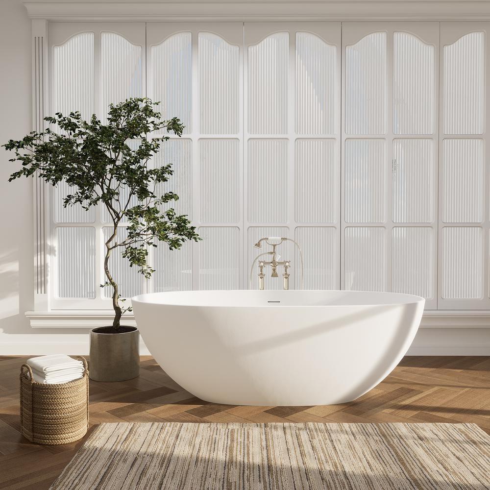 Altair Euston 65'' x 29.9'' Freestanding Soaking Stone Rein Bathtub 53165-BAT-MW