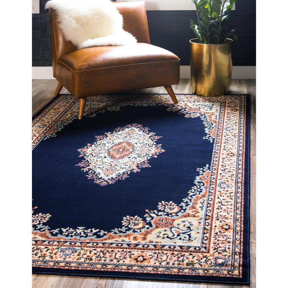 Unique Loom Reza Collection Area Rug - Washington (2' x 3' 1" Rectangle Navy Blue/Cream)