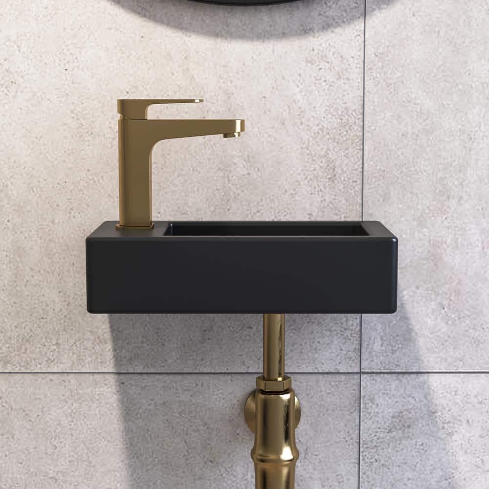 Liberty 14.57'' x 7'' Vitreous China Rectangular Wall Mount Bathroom Sink with Left Faucet Hole for Small Space