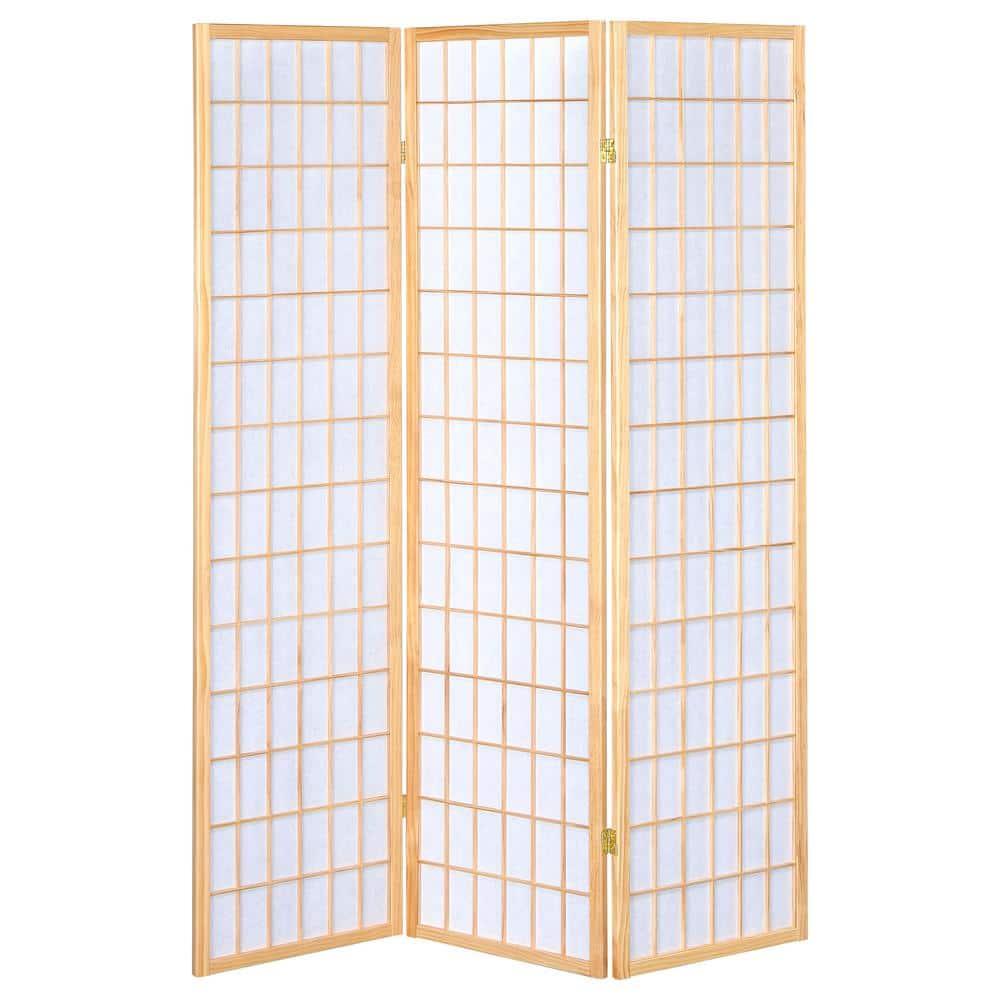 Gold and White 3-Panel Shoji Folding Room Divider