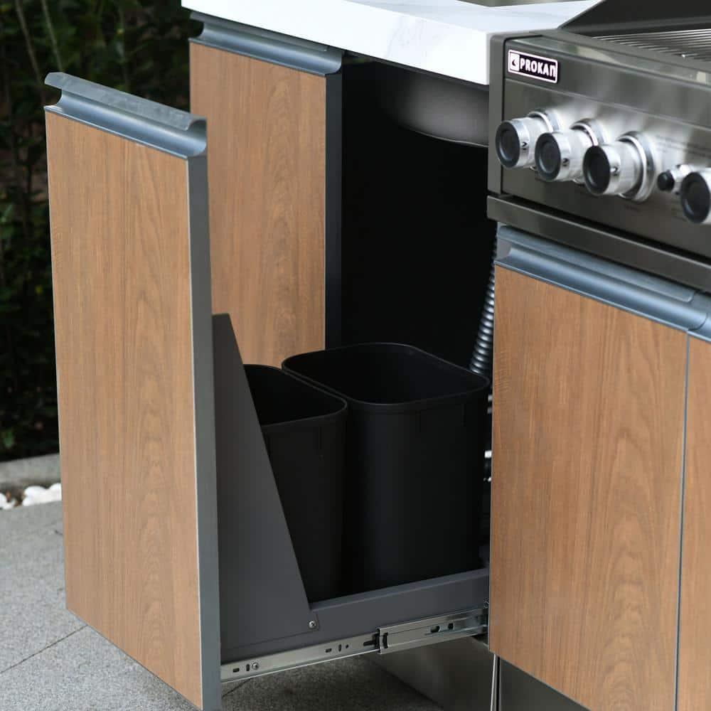 Prokan Bespoke 94" 5B - 3 Modular Outdoor Kitchen In Wood Pattern Panels