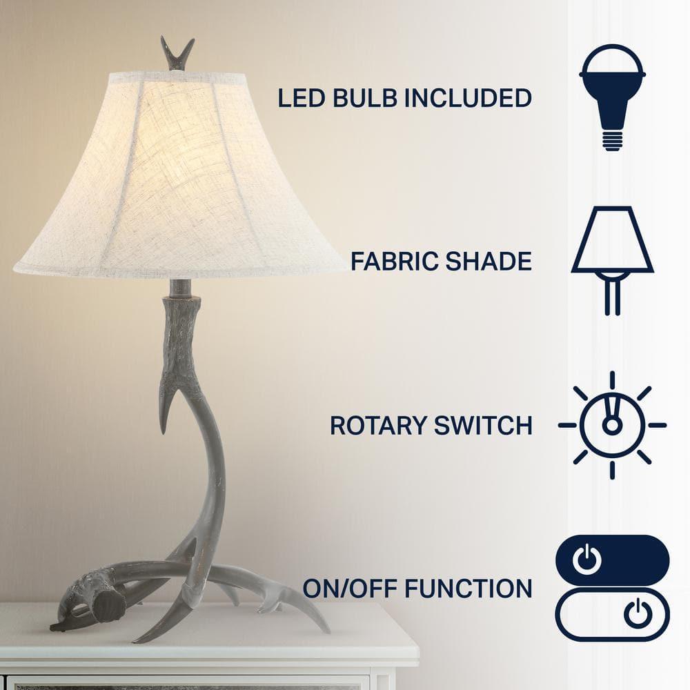 JONATHAN Y JYL6305C Antler 27.5" Rustic Resin LED Table Lamp, Traditional for living room, dinning room, bedroom, office Bulb Included, Black