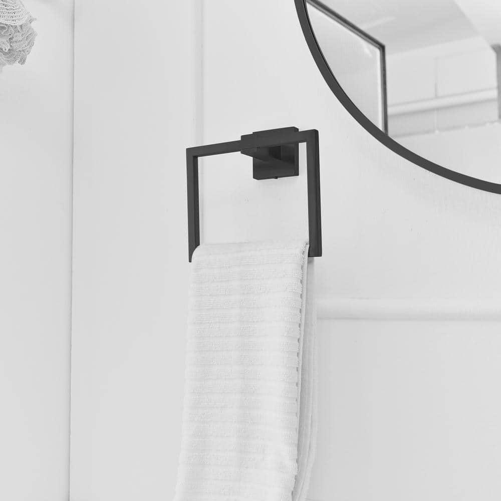 Bath Towel Ring Bathroom Hand Towel Holder Stainless Steel Square Towel Hangers Wall Mounted In Brushed Nickel
